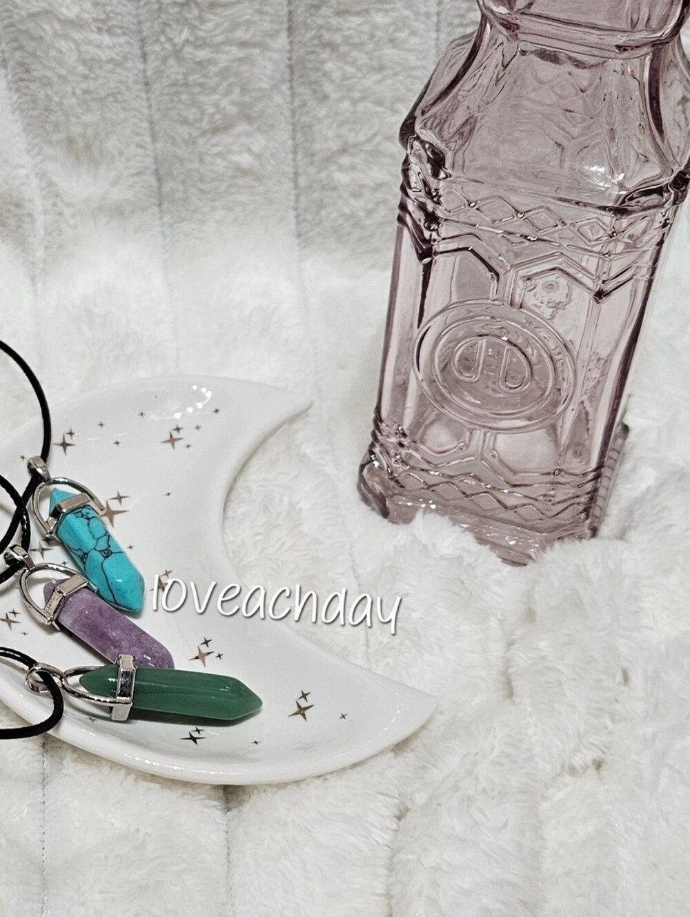 Crystal Point Pendant Necklace - Green, Turquoise, Purple